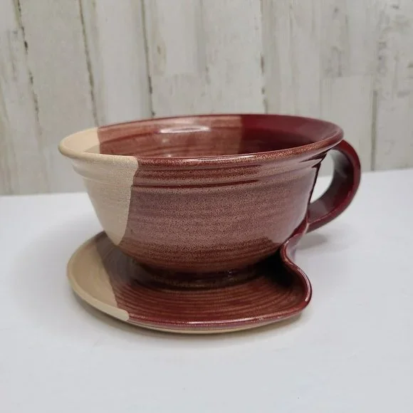 Art Pottery Clay Pottery Unique Soup Bowl Mug Plate Dish One Piece Tri Color - Picture 10 of 16